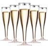 LATERN 50 Pezzi Flute da Champagne con Bordo in Argento, 150ml Bicchieri da Champagne in Plastica Bicchieri da Vino con Gambo Riutilizzabili per Anniversario Matrimonio Giardino Feste (5 x 17cm)