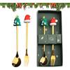Generico Family Gathering Tableware, Whimsical Santa Table Decor, Stainless Steel Holiday Cutlery, Unique Christmas Eating Utensils, Colorful Santa Fork and Spoon, Christmas Themed Table Settings
