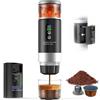 Yospinber Macchina da Caffè Espresso Elettrica Portatile, Caffettiera Portatile 3-in-1 con batteria 2 x 7500 mAh, 20 Bar, con USB-C, Compatibile con Piccole Capsule, Grandi Capsule, Caffe Macinato