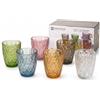 NARCISO - 2 Confezioni da 6 Bicchieri Acqua Vetro Colorati Multicolore da 280ml