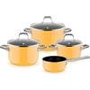 WMF Fusiontec Essential Pro 0521455290 - Set di 4 pentole a induzione, in materiale resistente ai graffi, per tutti i piani cottura, made in Germany, giallo mango