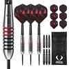 Darts Corner Astrofire | Set di Freccette con Corpo 90% tungsteno e Punta in Acciaio di Alta qualità, Composto da 6 Alette, 6 aste, Carta di pagamento e Custodia, Anelli e zigrinati, Diversi Pesi