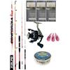 kolpo combo da pesca in mare con canna 2 sezioni + mulinello + filo + 3 lenze pronte sabiki + 3 piombi