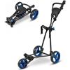 Generic Carrello da Golf Pieghevole e Leggero, 3 Ruote con Freno a Pedale, Portaombrellone e Portabicchieri, Impugnatura Regolabile e Borsa Portaoggetti