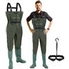 Fogmiea Pantaloni da pesca da uomo in nylon con stivali antiscivolo, ganci