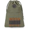 TOURBN Borsa per palline da golf in tela con 8 supporti per tee in pelle vintage | Contiene oltre 12 palline, chiusura a coulisse, doppia tasca frontale per chiavi, pennarelli, strumenti divot, leggero