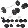 UBVNFGMK Set di manubri e manubri corti da 60 kg con dischi da 10 kg, 4 x 5, 4, 2, 1,25, barra in acciaio con pesi in cemento e plastica, chiusura a stella per allenamento sicuro del petto