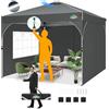 COBIZI Gazebo 3x3 Pieghevole Impermeabile | Gazebo Pieghevole Pop up Regolabile in altezza | Gazebo Campeggio con Prese d'aria, Tubi Fluorescenti e 4 Sacchi di Sabbia, UFP 50+, Grigio