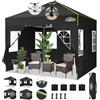 COBIZI Gazebo 3x3 con Blocco Centrale a Un Solo Pulsante, Pieghevole Impermeabile, 4Pannelli Laterali, Tendone da Esterno, 3 Altezza Regolabile, Protezione UV, Strisce Fluorescenti e Ventilazione