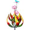 Foooqu Solar Butterfly Tulipani 69 pollici Wind Catcher per Yard Kinetic Wind Spinner con paletto da giardino, 360 Girevole Farfalla Tulipani Scultura Vento Esterna Spinner Metallo Mulino a Vento Cinetico