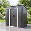 JUMMICO Casetta da Giardino in Metallo 196x122x182 cm,Capanno Attrezzi Zincato Impermeabile con Porta Scorrevole e Ventilazione, Facile Montaggio,Ideale per Giardino e Terrazzo,Nero