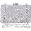 BAIGIO Pochette Donna Argento Strass Clutch Cerimonia Borsetta da Sera Elegante Borsa Con Catena per Matrimonio Party Sposa