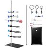VEVOR Supporto da laboratorio, set di supporto per storta da laboratorio, supporto da laboratorio in acciaio da 23,6" e base in ghisa da 8,3" x 5,3", include morsetti per matracci