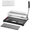 VEVOR Rilegatrice, Rilegatrice a pettine a 21 fori, 450 fogli, Rilegatrice con dorsi di rilegatura a pettine da 100 3/8'', per formato Lettera, A4, A5
