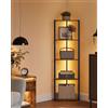 VASAGLE Scaffale a 5 Ripiani, Libreria con Luci LED a 7 Colori, Scaffale Angolare, Mobile Angolare, Acciaio, 24,8 x 48 x 146,6 cm, per Soggiorno Camera da Letto Studio, Marrone Vintage LBC590K02