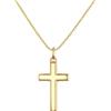 FOCALOOK Collana Croce Donna Lucida Medio in Acciaio Inox Oro 45+5cm