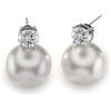 FEIKFEIZ Studs in moissanite con perle, diamanti coltivati in laboratorio, orecchini in argento 925 placcati in oro bianco 18K, orecchini in perle d'acqua dolce, regalo per donne.