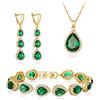 Clearine Set di Gioielli da Sposa per Le Donne Damigella d'Onore, Argento Placcato Goccia Zirconia cubica Collana Lunga Dangle Orecchini Bracciale per Partito