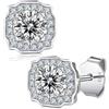 FEIKFEIZ Orecchini in moissanite per donna, diamante in moissanite da 0.5-1CT, coltivato in laboratorio, in argento 925 placcato in oro bianco 18K, orecchini in argento, regalo di gioielli.