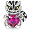 GNOCE Charm Bead Cheshire Cat Abbracciare Cuore Pietra Preziosa Charm Argento 925 Bracciale Nero Collana Gioielli Regalo per Donna