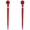 Clearine Orecchini Moda moda Cristallo Ovale Lungo perlina Bar Lampadario pendente Rosso Argento-fondo