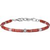 COAI Bracciale da Uomo in Ematite e Diaspro Rosso, Bracciale di Perline Rosse da Uomo con Charm Fleur de Lis