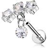 OUFER 16G Piercing Helix Acciaio Chirurgico 316L Threadless Earring Pendente 6 mm Piercing Trago CZ Trasparente Orecchino Conch Helix Piercing per Donna