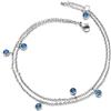 COOLSTEELANDBEYOND Donna Due Ranghi Acciaio Inossidabile Oro Cavigliera con Pendenti Cerchio Charms di Solitaire Blu Zirconi