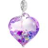 GNOCE Viola Rosa Blu Glitter Cuore Ciondolo Dangle Fascino per le donne, 14K oro bianco placcato S925 Sterling Silver BraceletNecklcae Fascino per lei, San Valentino Festa della Mamma Gioielli Regalo