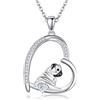 JERWLI Regalo per cani in argento sterling 925, collana per cani carina regalo per donne ragazze amanti dei cani, 20 inches, Argento sterling, Gemma zircone
