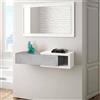 Dmora - Mobile da ingresso Mcallen, Entratina reversibile con specchio, Mobile per atrio con cassetto, Svuotatasche per appartamenti, 95x26h69 cm, Bianco e Cemento