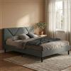 Dmora - Letto piazza e mezza Zeffirio, Sommier per camera da letto, Giroletto per stanza, Struttura porta materasso, Adatto a materasso Cm 120x190, Grigio