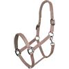 Imperial Riding Cavezza Sportiva Classica in Nylon Resistente, Morbida Imbottita con Neoprene, Regolabile, con moschettone e lussuosi raccordi in Oro Rosa/Oro, Comoda Cavezza per Cavallo, Cappuccino