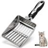 Motswedi Paletta per Lettiera Gatto con Gancio, Acciaio Inossidabile, Manico Lungo in PP Nero, 1 Pezzo, per Lettiera Gatti