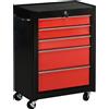 HOMCOM Carrello Porta Attrezzi con 5 Cassetti, Tappetini in EVA, Carrello Officina Portautensili con Serratura e 2 Chiavi, 4 Ruote Girevoli (2 con Freno), Maniglia, in Acciaio per Garage, Nero Rosso | Aosom Italy