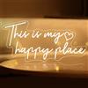 DAKABUKA Segnale al neon con testo in inglese This is My Happy Place, luce LED bianca calda, decorazione estetica per camera da letto per adolescenti, segnali luminosi al neon per camera da letto, soggiorno