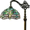 Tokira Lampada Tiffany da Terra Libellula Blu, 12 Pollici Vetro Multicolore Lampada da Pavimento Vintage, Europeo Lampada da Pavimento Camera da Letto[Senza Lampadina]
