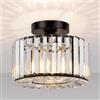 Seruno X Lampadario Moderno in Cristallo, Plafoniera Color Nero con Paralume in Vetro, Plafoniera a Semi-incasso E27 per Soggiorno, Camera da Letto, Cucina, Sala da Pranzo, Corridoio, Bagno, Ingresso