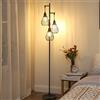 EDISHINE Lampada da Terra Soggiorno, 3 Luci, LED Dimmerabile, Vintage | 2700 K Bianco Caldo, Attacco E27, Paralume a Gabbia in Metallo, Lampada da Terra 166 cm per Camera e Ufficio, Nero