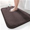 LUOJINYI Tappetino da bagno 40 x 60 cm, antiscivolo, morbido assorbimento dell'acqua, Shaggy a pelo lungo, in microfibra per il bagno, lavabile in lavatrice, per vasca da bagno, doccia e bagno (caffè)