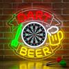 Lxmoneon Insegna al neon Dart Beer,Insegne al neon a LED per parete | segno USB per freccette,Lampada da parete al neon per freccette Birra per camera da letto Sala giochi Club Bar Man Cave Party