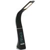 Majestic LL 407 - Lampada LED da tavolo multifunzione, comandi touch, braccio flessibile in silicone, orologio con sveglia, calendario e termometro, alimentatore incluso, nero