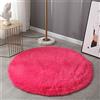 Treer-shop Shaggy Tappeto a Pelo Lungo Tondo, Treer Antiscivolo Caldo Tappeto Peloso Soggiorno Tappetini Spesso per Home Decor Camera da Letto Divano Comodino (Rosa Rossa,160cm)