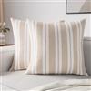 Encasa XO Federe Cuscini Divano, Senza Imbottitura 40x40 cm | Franca Righe Beige, 100% Cotone | Cerniera Nascosta | Lavabile in Lavatrice | Decorativi | Set di 2