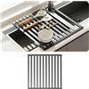 Volminex Scolapiatti Da Lavello Pieghevole Staccabile, Scolapiatti da Appoggio, Organizer Tappetino, Stendino Scolapasta Gocciolatoio, Accessori Cucina (Grigio Scuro, 35×45 cm)