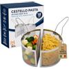 AKITAInk Cestello Divisore Cuoci Pasta in Acciaio Inox, Set 2 Cestelli con Manico a Molla Rimovibile, per Cuocere Pasta Separatamente, Diametro 18 cm, Ideale per Pentole da 20 cm
