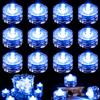 Joycabin 12 luci a LED sommergibili, senza fiamma, mini luci subacquee, impermeabili, piccole luci decorative a LED per acquario, giardino, laghetto, feste di nozze (blu)
