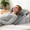 Strixorn Cuscino inclinato per letto, cuscino tTriangolare in Memory di forma per apnea del sonno, cuscino da lettura per apnea del sonno, reflusso acido, elevazione delle gambe, grigio