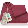 LAYNENBURG Copriletto 150 x 200 cm - Waffle Pique 100% cotone - Coperta estiva leggera - Coperta di cotone come coperta da letto, coperta da divano, Coperta ariosa da divano (bordeaux)