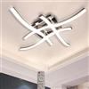 Sweier Plafoniera LED con Telecomando, 28W Lampada Soffitto Dimmerabile, 2800LM Moderno Cromato Curvo Lampadario, per Soggiorno, Camera da Letto Cucina, Sala da Pranzo